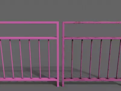 PBR Pedestrian Guard Rail Pink V4 Low-poly 3D model
