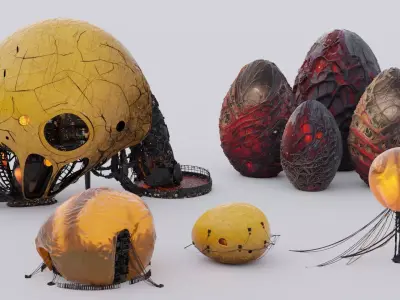 Organic Alien Building Structures Collection 3D model