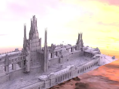 Ancient fantasy architecture long city 3D model 3D model