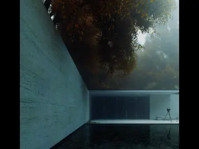 Barcelona Pavillion - TS 3D Scene 3D model Animated Trees 3D model