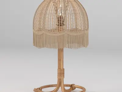 Pair of Midcentury Bamboo Table Lamp 3D model