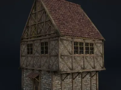 OLD MEDIEVAL BUILDING 04 Low-poly 3D model