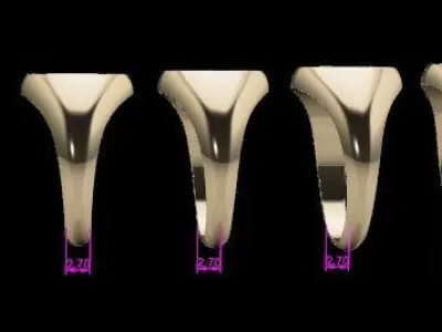 Dainty Oval Signet Ring Mix Sizes 3D print model