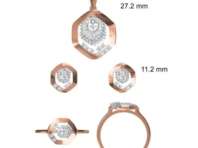 Light wt Ring Earrings Pendant set stl jcd 1-render details 3D print model 21