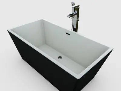 Tub Filler With Bathtub 3D model