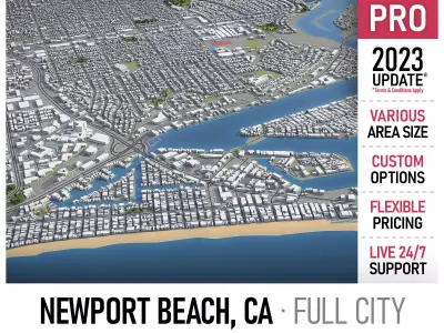 Newport Beach - 3D City Model Low-poly 3D model