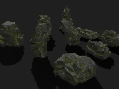 Mountain desert Rocks - PBR Pack 06 Low-poly 3D model