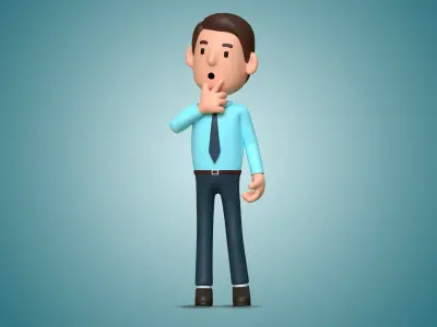 Professional Office Worker Cartoon Character Male 001  Low-poly 3D model