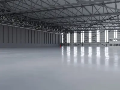 Airplane Hangar Interior 2 Low-poly 3D model