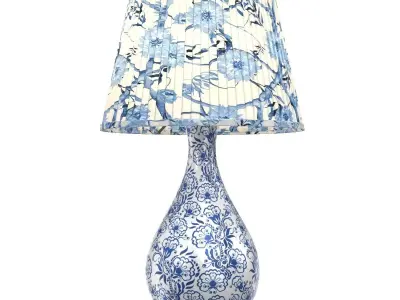 Blue White Chinoiserie Table Lamp 3D model