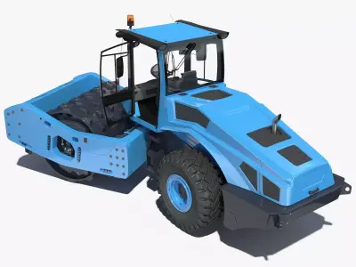 Soil Roller Compactor Rigged 3D model
