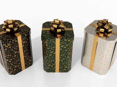  Gift Boxes - Vertical Variety with Glossy Ribbon Rosette 