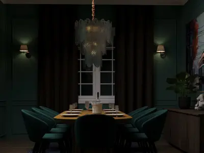 dining space with table and chair 3D model