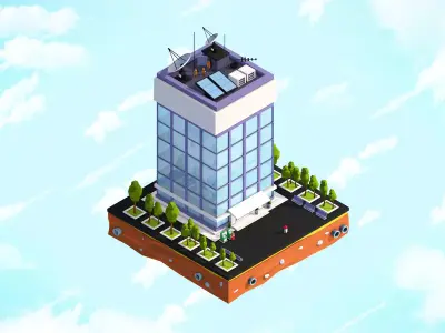 Cartoon Low Poly Office Building Low-poly 3D model