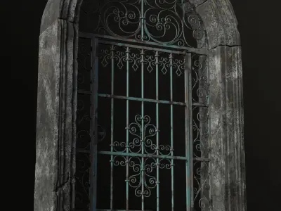 Old Forged gate  Low-poly 3D model