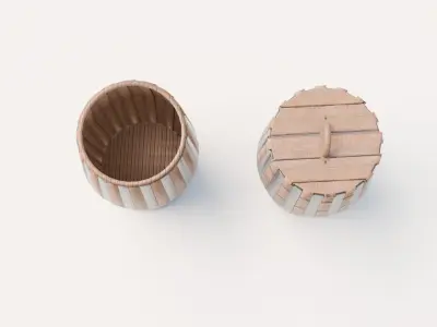 Wooden Barrels Pack - Open and Closed - Game Ready Low-poly 3D model