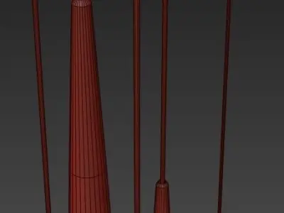 Emmemobili pendant light with five golden cones hanging from it 3D model