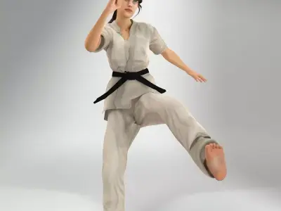 Karate Lady Lite Rig 3D model