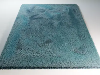 Blue Furry Carpet 3D model