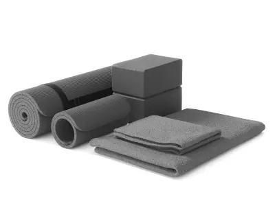 Yoga equipment set gray color 3D model