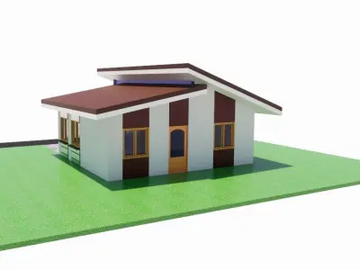 Sloped Roof Private House 3D model