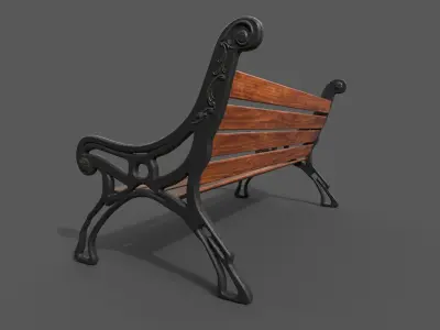 Street Bench Low-poly 3D model