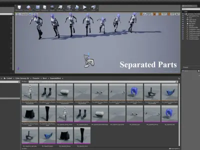 Cyber Samurai Girl Game Ready PBR Character UE 4 Unity Low-poly 3D model