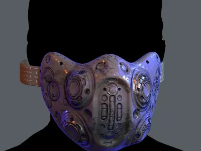Gas mask helmet 3d model scifi Low-poly Low-poly 3D model 3