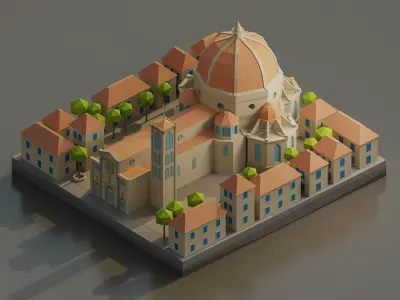 Florence Cathedral  Low-poly 3D model