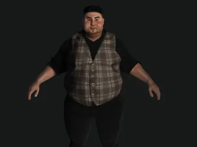 AAA 3D REALISTIC FAT MALE BUSINESSMAN 3-RIG GAME READY CHARACTER Low-poly 3D model