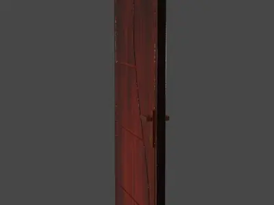 door 1 wooden with metal handle Low-poly 3D model