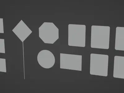 Signs and Road Signs Low-poly 3D model