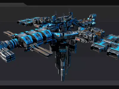 MODULAR Space Station - MS2  Low-poly 3D model