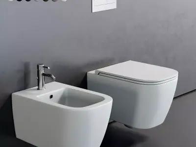 Esedra by SDR Ceramiche Quadra Wall-Hung WC Low-poly 3D model