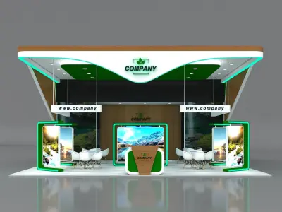 Booth Exhibition Stand Stall 10x10m Height 500 cm 3 Side Open 3D model