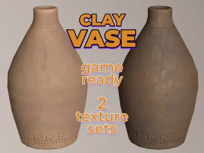 Ceramic Ornate Vase clay old jug Low-poly 3D model