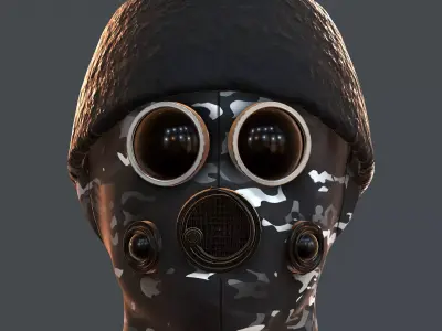 Gas mask helmet 3d model scifi Low-poly  Low-poly 3D model