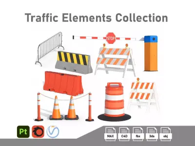 Traffic Elements Collection 3D Model Pack