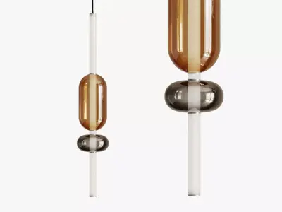 Pendant lamp made of metal and glass Harmony of Strict Lines 3D model