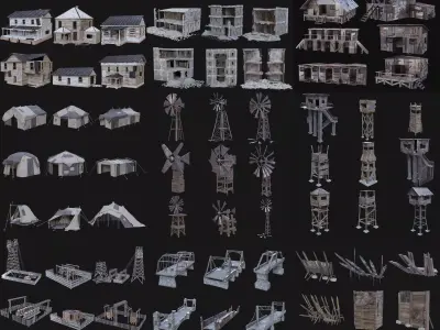 POST APO BUILDER RUINS IMPROVISED DESTROYED SURVIVAL COLLECTION 3D Model Pack