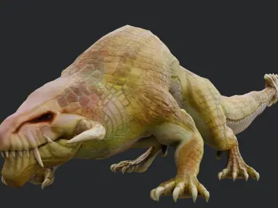 Earth dragon model - reptile monster rigged creature for Blender