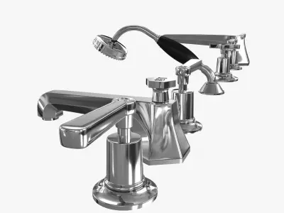 Lefroy Brooks Mackintosh lever 5-hole bath tap set 3D model