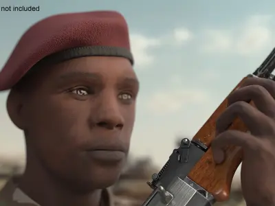  Soldier Marching with Rifle AK-47 Fur 