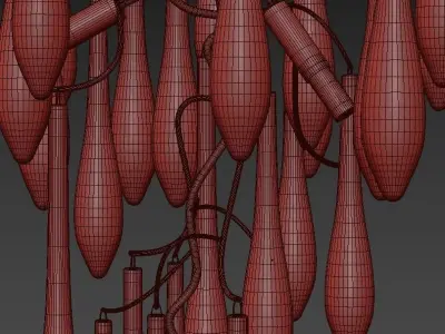 FLEURIS chandelier with glass drops hanging from it 3D model