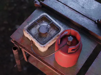Small Old Gas Stove Low-poly 3D model