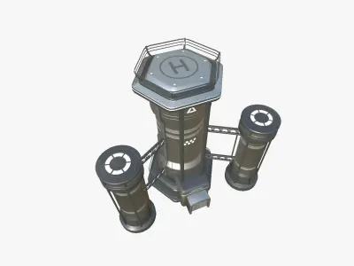 SciFi Facility A08 Metallic - Sci Fi Exterior Design Low-poly 3D model