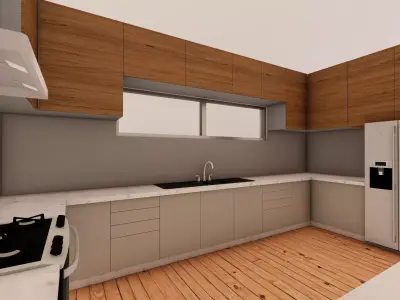 Modern U-Shaped Kitchen Interior Free 3D model
