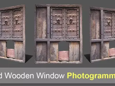 Old Wooden Window Low-poly 3D model
