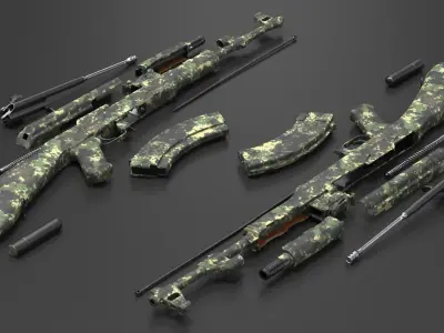  AK 47 Disassembled Camouflage 