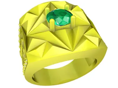 Geometric Faceted Gemstone Ring 3D Jewelry Model 5083 3D print model